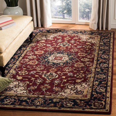 Classic Red Hand-Tufted Wool Rectangular Area Rug 5'x8'