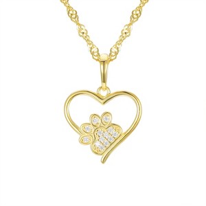 Junior Jewels 14K Gold Over Sterling Silver Children's Heart Paw Pendant - 1 of 2