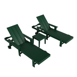 WestinTrends Ashore Modern Poly Reclining Chaise Lounge Set with Side Table - 1 of 4