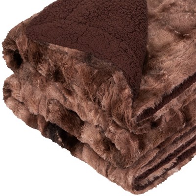 Brown Tie-Dye Faux Fur Sherpa Reversible Throw Blanket