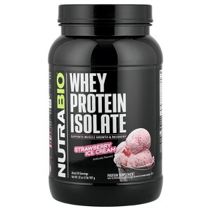 NutraBio Whey Protein Isolate, Strawberry Ice Cream, 2 lb (907 g) - 1 of 4