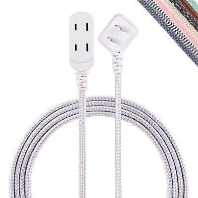 Cordinate 15' 3 Outlet Polarized Extension Cord Gray: Indoor Flat 15 ft Long ETL Listed 16 AWG 2-Conductor