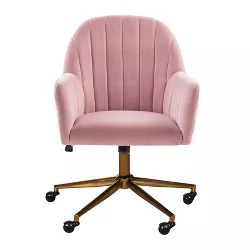 Channeled Back Velvet Office Chair - HomeFare