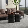 HOMCOM Storage Side Table Set of 2, End Table with Removable Wood Lid, Metal Frame & Hidden Space, Farmhouse Stool for Living Room, Black - 3 of 4