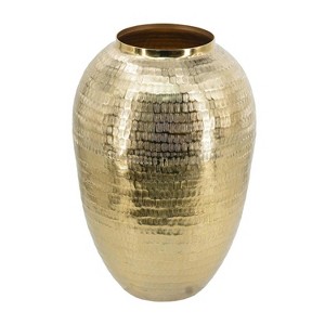 HomeRoots 17" Gold Hammered Aluminum Urn Table Vase - 1 of 4