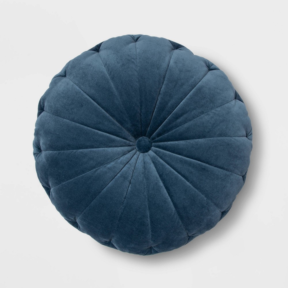 24" Oversize Velvet Round Floor Pillow Blue - Opalhouse™ 2 Count 