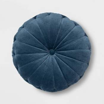 24" Oversize Velvet Round Floor Pillow Blue - Opalhouse™