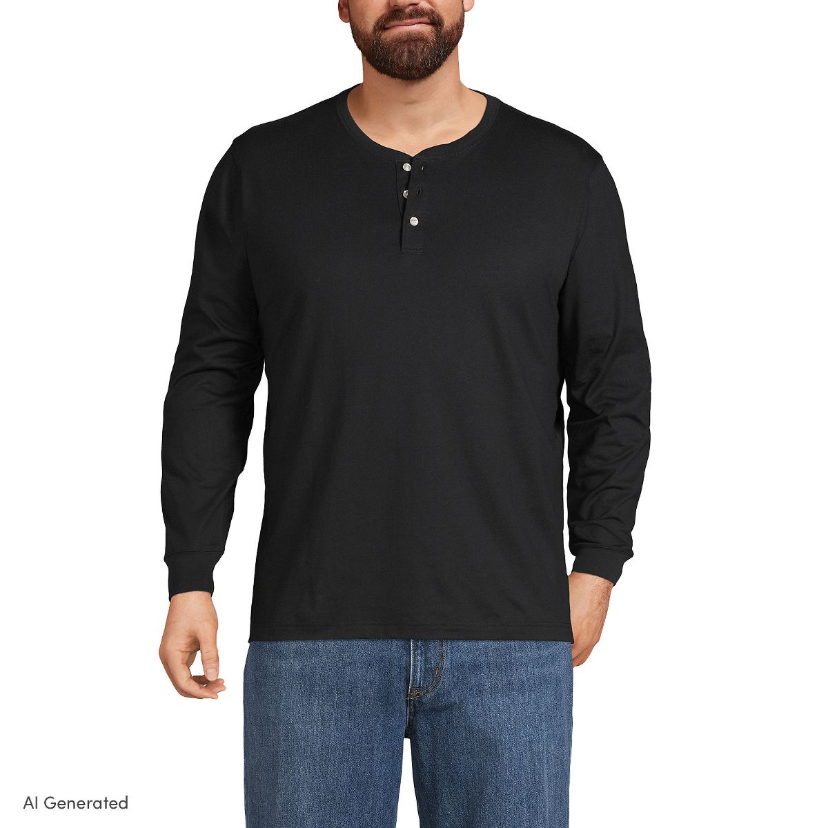 Lands' End Men's Super-T Long Sleeve Henley Shirt