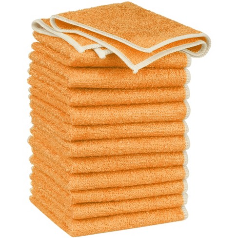 Unique Bargains Microfiber Lint Free Highly Absorbent Reusable Kitchen  Towels 12 X 12 12 Packs Orange : Target