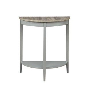 Royal Hampton Half Moon Shaped Console Table with One Open Bottom Shelf, Oak Brown and Gray - 1 of 4