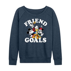 Women's - Disney - Friend Goals Lightweight French Terry Wide Neck Long Sleeve Shirt - 1 of 4