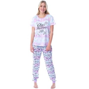 Friends TV Show Logo Women's Rather Be Watching Jogger 2 Piece Pajama Set Multicolored - 1 of 4