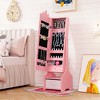 Costway Kids Vanity Set Princess Makeup Dressing Table and Chair Set with Jewelry Armoire White/Pink - 4 of 4