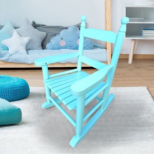 Aghana Digitals Kids Rocking Chair - Light Blue Populus Wood, Sturdy Slatted Back, Indoor/Outdoor - 1 of 4