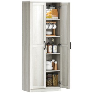 HOMCOM 63" 2-Door Kitchen Pantry, Freestanding Storage Cabinet with 2 Adjustable Shelves for Kitchen or Living Room - 1 of 4