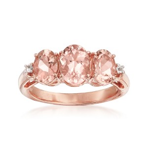 Ross-Simons 2.60 ct. t.w. Morganite Ring With White Topaz Accents in 18kt Rose Gold Over Sterling - 1 of 4