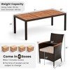 Costway 9PCS Patio Wicker Dining Set Acacia Wood Table Top Umbrella Hole Cushions Chairs - 3 of 4