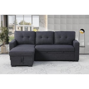 TiranisuBest Modern L-Shaped Velvet Sleeper Sofa with Reversible Chaise, Pull-Out Bed & Hidden Storage, Convertible Corner Sofa for Living Room - 1 of 4
