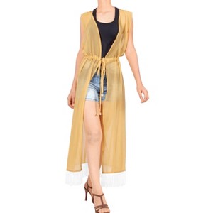 LA LEELA Women's Summer Open Front Oversized Vacation Beachwear Long Bathing Suit Duster Holiday Swimwear Coverups Cardigan - 1 of 4