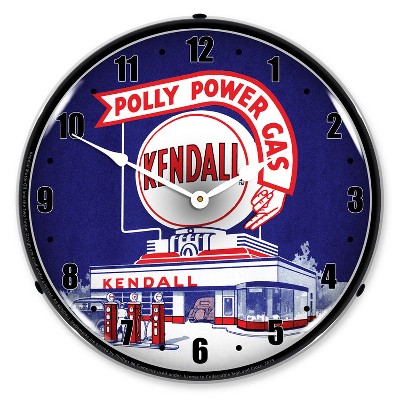 Collectable Sign & Clock | Kendall Gas Station LED Wall Clock Retro/Vintage, Lighted