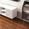 GlasFlength TV Stands and Consoles Modern Media Console with Wave Design Doors and Adjustable Storage for Living Room, White, 47.2"*13.8"*21.6" - 3 of 4
