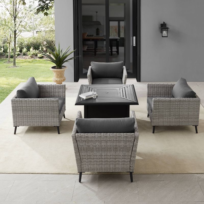 Richland 5pc Outdoor Wicker Conversation Set with Fire Table - Crosley, 4 of 15
