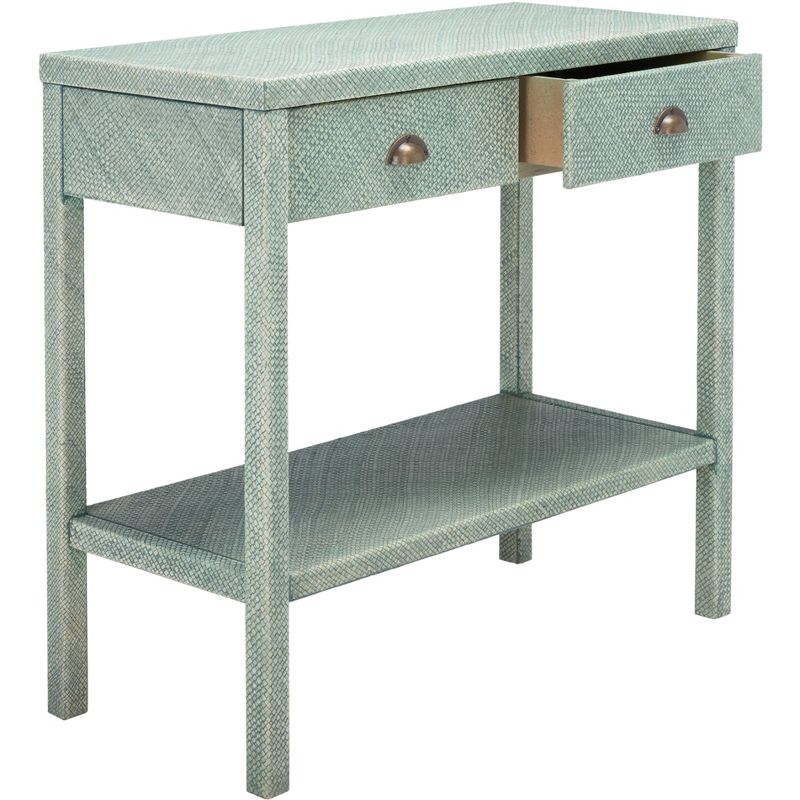 Asa 2 Drawer 1 Shelf Console Table - Turquoise/Antique Gold - Safavieh., 5 of 10