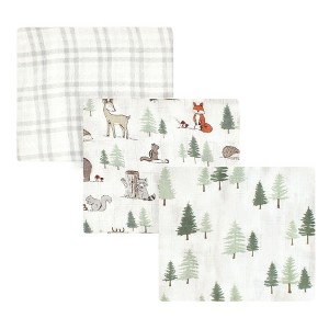 Hudson Baby Infant Boy Cotton Muslin Swaddle Blankets, Forest Animals, One Size - 1 of 2