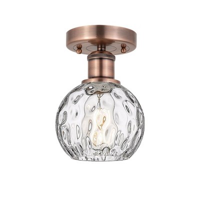 Athens Water Glass - 1 Light Semi-Flush Mount In Industrial Style-8.75 Inches Tall and 6 Inches Wide