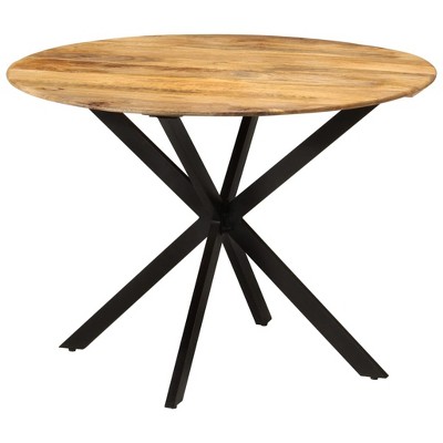 vidaXL Dining Table 43.3 in.x30.7 in. Solid Wood Mango and Steel