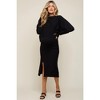 PinkBlush Black Knit Long Sleeve Crop Top Maternity Midi Skirt Set - 3 of 4