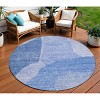 Navy Blue And Denim Blue Abstract Washable Indoor Outdoor Area Rug - 2 of 4