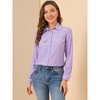 Allegra K Women's Long Sleeve Point Collar Button Down Shirt - 3 of 4