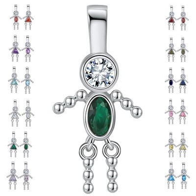 Baby Boy or Girl Birthstone Charm for Mom  Family Tree Grandma Necklace by Ginger Lyne CZ Sterling Silver