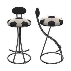 ChicFurnit Dining Chairs 2 PCS Round Bar Stools Bar Chairs Armless Velvet Barstools for Counter, Kitchen Island, Black, 17.12"*14.96"*36.61" - 1 of 4