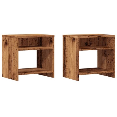 CLIHOME Set of 2 Farmhouse Nightstands Bedside Storage Cabinet With Open Shelf