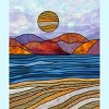 Men's Design By Humans Beach Landscape Stain Glass By Maryedenoa T-Shirt - 2 of 2