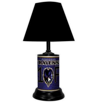 NFL 18-inch Desk/Table Lamp with Shade, #1 Fan with Team Logo, Baltimore Ravens
