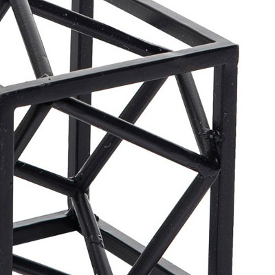 Black Geometric Cube Metal Decorative Sculpture