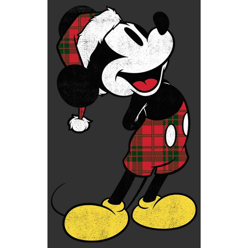 Men's Mickey & Friends Christmas Plaid Distressed Portrait T-Shirt, 2 of 6