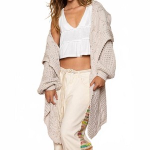Women's Twist Weave Shawl Collar Balloon Sweater Cardigan - POL - 1 of 4