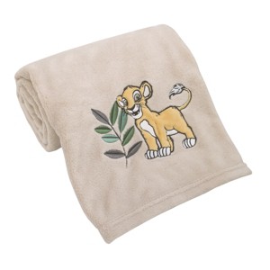 Disney Lion King Leader of the Pack Grey, Sage, and Yellow Super Soft Baby Blanket with Simba Applique - 1 of 4