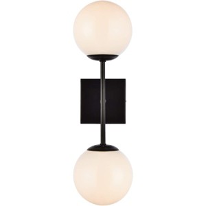 Elegant Lighting Neri 2 lights black and white glass wall sconce - 1 of 4