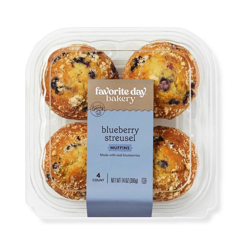 Blueberry Streusel Muffins - 4ct/14oz - Favorite Day&#8482;, 1 of 8