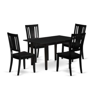 HomeStock 5-Pc Black Finish Solid Wood Top - Rectangular Dining Room Set with Butterfly Leaf - Seats 4 - 1 of 4