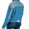 Women's Leopard Frayed Denim Jacket - White Birch - 2 of 4
