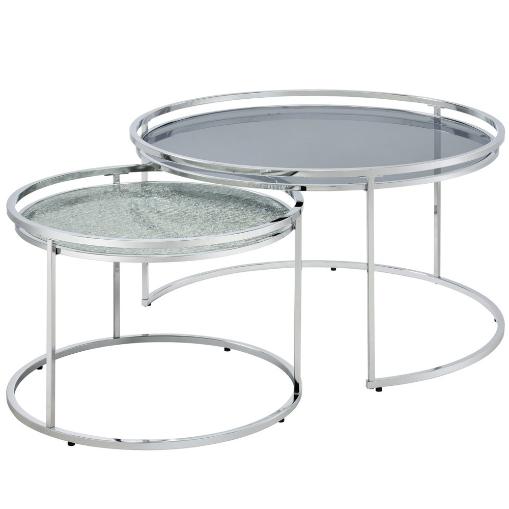 Celias Contemporary Nesting Table Chrome/Gray - miBasics