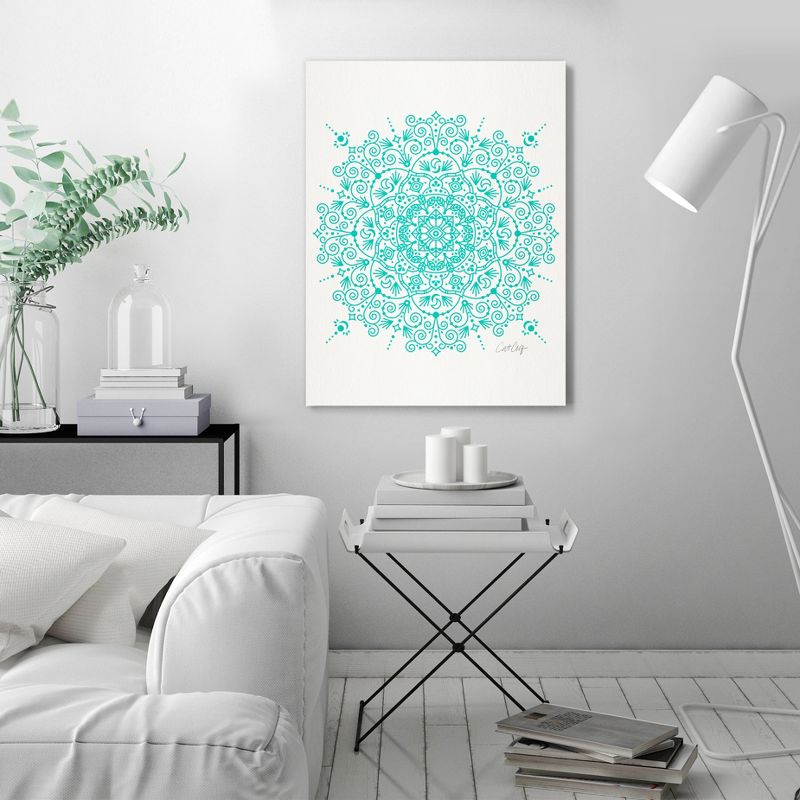 Americanflat Minimalist Moroccan Mandala Turquoise By Cat Coquillette Wrapped Canvas, 3 of 7