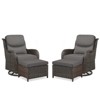 POCASSY 4 Piece Patio Furniture Set with Swivel Chairs and Ottomans, High Back Deep Seat Cushioned Wicker Swivel Patio Chairs Set of 2 with Ottoman - 3 of 4
