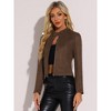 Allegra K Women's Faux Suede Stand Collar Zip Up Long Sleeve Moto Biker Jacket - 3 of 4